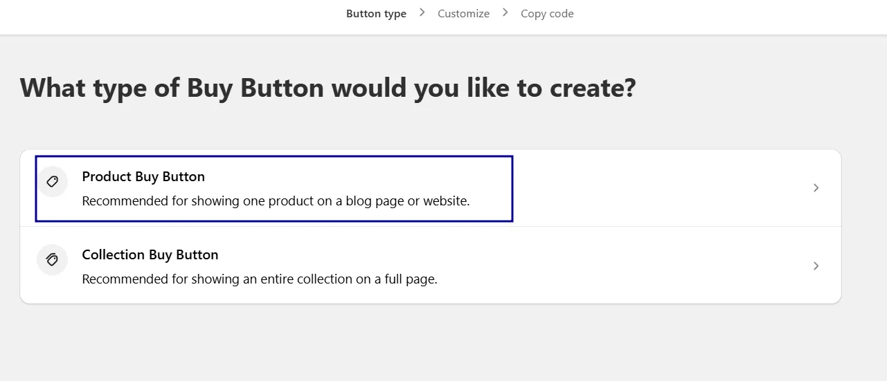 Step 3: Select a product for the Buy Button
